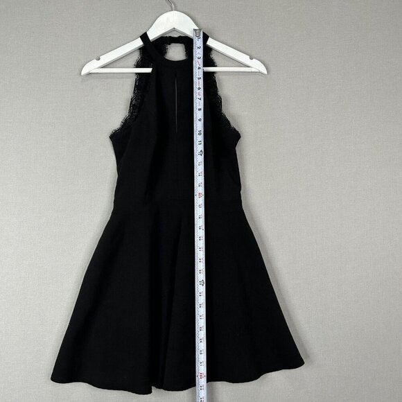 NBD Womens Dress Extra Small Black Lace Trim Open Back Fit Flare Halter Cocktail - Picture 3 of 13